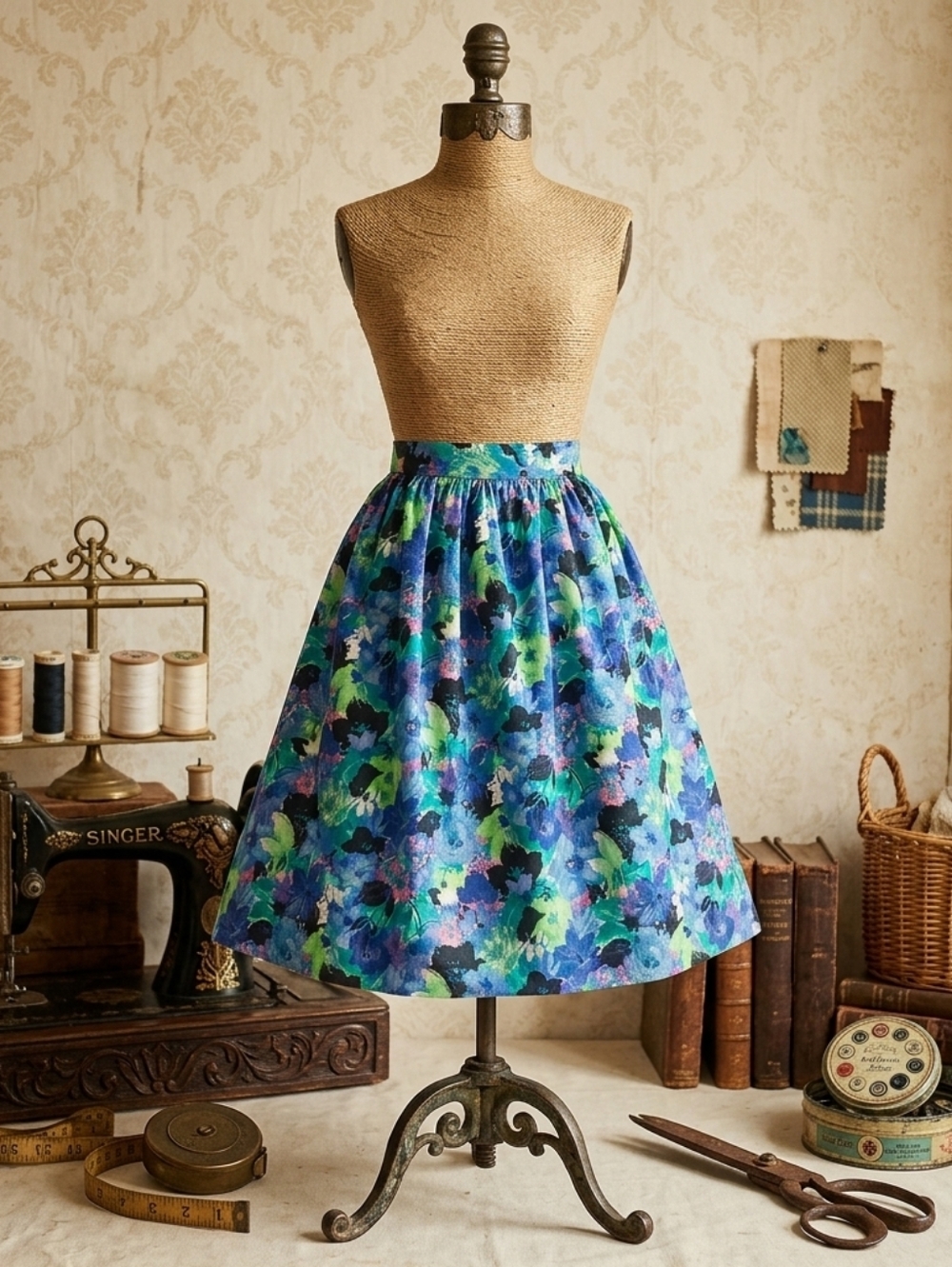 Vintage 1980s Manhattan Full Skirt | Size 14 | Puff Underskirt | Elastic Back